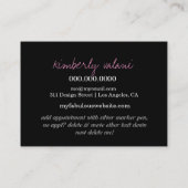 311 Tresのシックなダマスク織のネイルの技術のダイヤモンドのハート 予約カード (裏面)