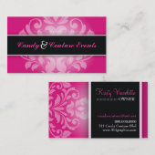 311 Vinceletteのダマスク織のショッキングピンクの甘草 名刺 (正面/裏面)