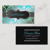 311 Zeopardの印の大会のダマスク織のきらめくParadiseLime 名刺 (正面/裏面)