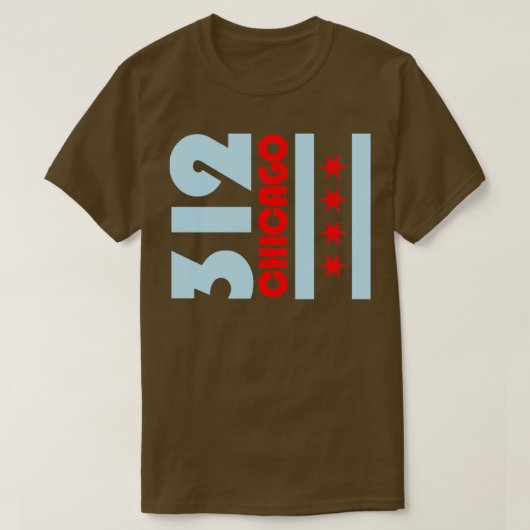 312シカゴ国旗イリノイ市町 Tシャツ (デザイン正面)