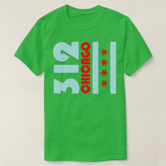 312シカゴ国旗イリノイ市町 Tシャツ (デザイン正面)
