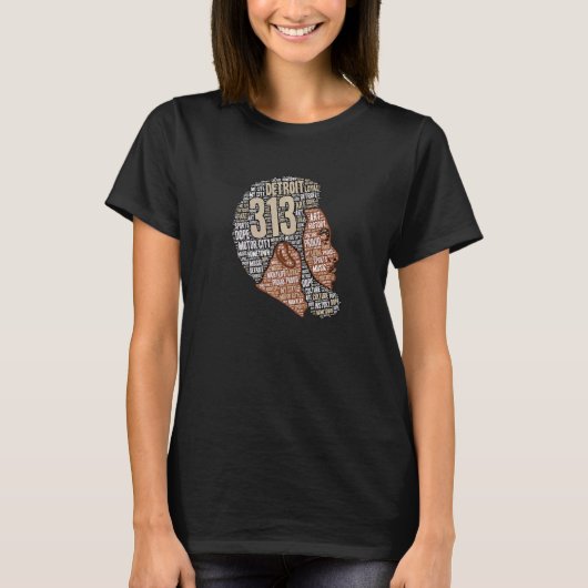 313エリアコードデトロイト黒人父の日 Tシャツ (正面)