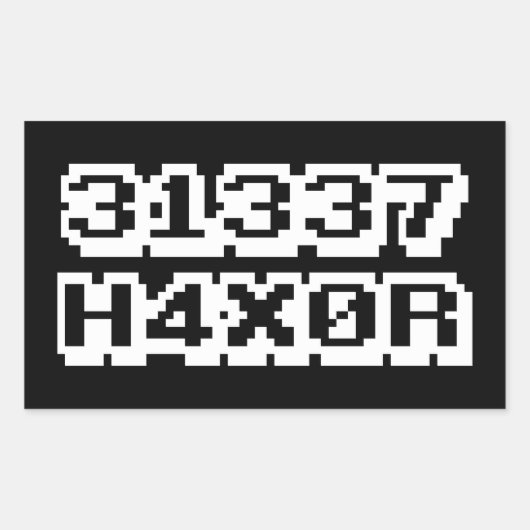 31337 H4X0R 長方形シール (正面)