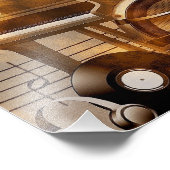 313583デジタルミュージカルゴールデンコラージギターピアノ フォトプリント (角)