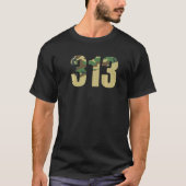 313 Area Code Detroit Hometown Camo Camouflage Tシャツ (正面)