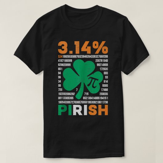 314パイリッおもしろいシュSt patricksとパイの日の数教え数 Tシャツ (デザイン正面)