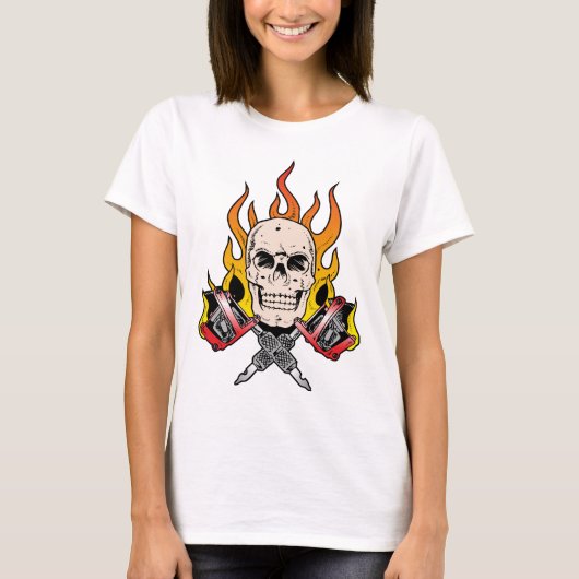 318フレーミングスカルタトゥー Tシャツ (正面)