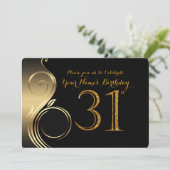 31,誕生日招待状,数値グリッター金ゴールド,写真 招待状 (スタンド正面)