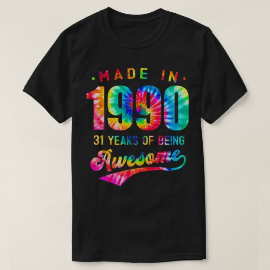 31 Years Old 31st Birthday 1990 Tie Dye Awesome Tシャツ (デザイン正面)