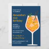 31st birthday invitations Cocktail Elegant Navy 招待状 (正面)