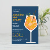 31st birthday invitations Cocktail Elegant Navy 招待状 (スタンド正面)
