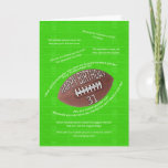 31st birthday, really bad football jokes カード<br><div class="desc">Football jokes 31st birthday card. A football field with a thrown football and lots of terrible football jokes.  A football player or a fan will get a huge kick out of this card! Copyright Norma Cornes.</div>