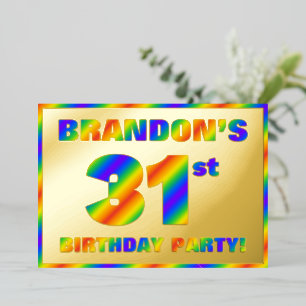 31th Birthday Party —おもしろい、レインボースペクトル「31」 箔招待状