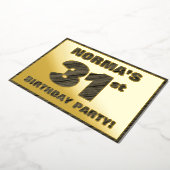 31th Birthday Party — はっきりしたWood Grainフェイク文字 箔招待状 (回転した状態)