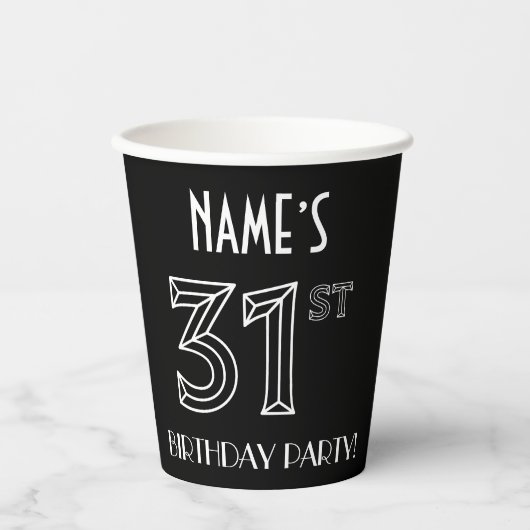 31th Birthday Party:アールデコスタイル+名前をカスタムする 紙コップ (正面)