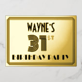 31th Birthday Party —アールデコスタイル「31」 & Name 箔招待状 (正面)