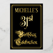 31th Birthday Party – スクリプファンシートと名前をカスタムする 箔招待状 (正面)