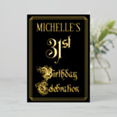 31th Birthday Party – スクリプファンシートと名前をカスタムする 箔招待状 (立ち正面)