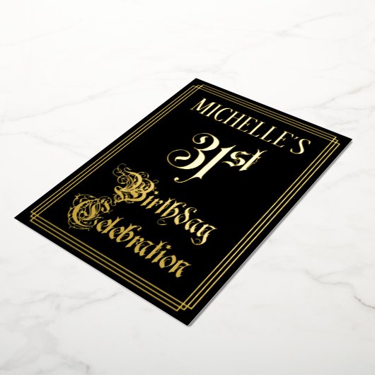 31th Birthday Party – スクリプファンシートと名前をカスタムする 箔招待状 (回転した状態)