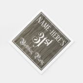 31th Birthday Party — ファンシー Script, フェイク Wood Look スタンダードランチョンナプキン (角)