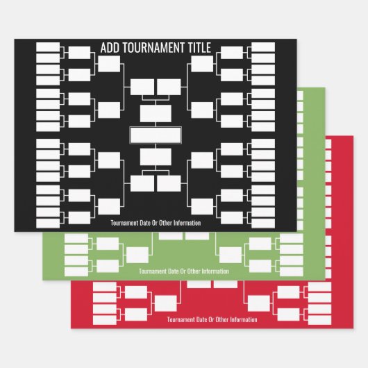 32チームスタートのためのスポーツトーナメントブラケット ラッピングペーパーシート (セット)