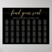32テーブル席の黒い座席表プランを見つける ポスター (正面)