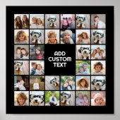 32フォトコラージュモダンスクエアブラック – 白文字 ポスター (正面)