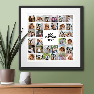 32フォトコラージュモダンスクエア白黒 ポスター