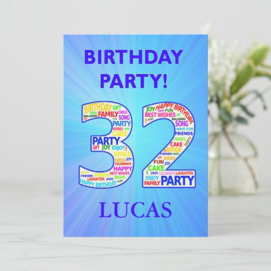 32回誕生日パーティーの招待の名前の追加 招待状 (スタンド正面)