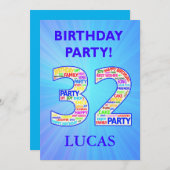 32回誕生日パーティーの招待の名前の追加 招待状 (正面/裏面)