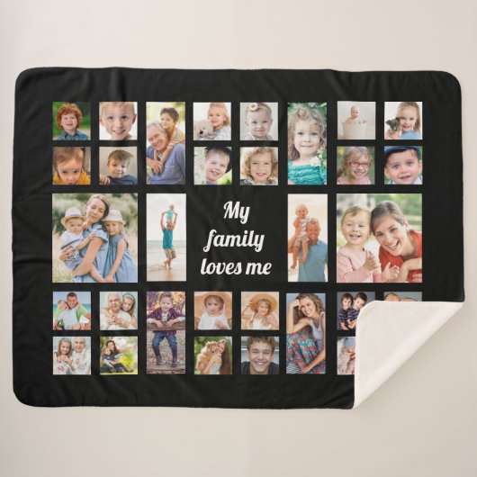 32家族のフォトコラージュを作成する シェルパブランケット (正面(横))