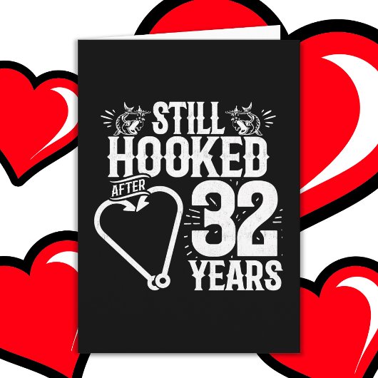 32年結婚した魚釣りおもしろい32周年 カード