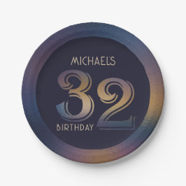 32日モダン濃紫と金ゴールド ペーパープレート