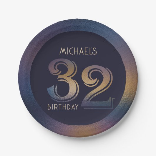 32日モダン濃紫と金ゴールド ペーパープレート (正面)