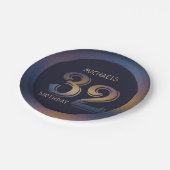 32日モダン濃紫と金ゴールド ペーパープレート (アングル)