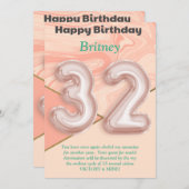 32歳の女の子ハッピーバースデーカード (正面/裏面)