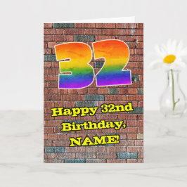 32歳の誕生日おめでとう グラフィティ風レインボー32 カード