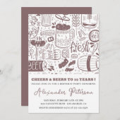 32歳の誕生日招待状メンビールヴィンテージ 招待状 (正面/裏面)