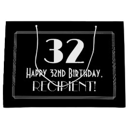 32歳の誕生日:アールデコ調のスタイル「32」、名前 ラージペーパーバッグ