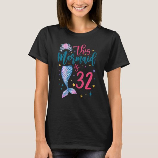 32歳メルメイド女王32番目の誕生日女の子 Tシャツ (正面)