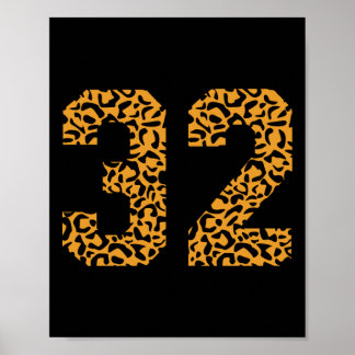 32番ヒョウ柄32チームスポーツユニフォーム ポスター