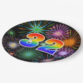 32番目のイベント-おもしろいカラフル、はっきりした、レインボー32 ペーパープレート (アングル)