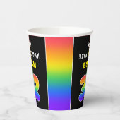 32番目の誕生日カラフル: Rainbow # 32、名前をカスタムする 紙コップ (左)