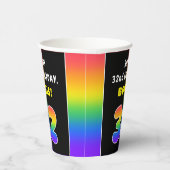 32番目の誕生日カラフル: Rainbow # 32、名前をカスタムする 紙コップ (右)