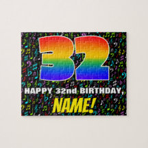 32番目の誕生日:おもしろい、カラフル音楽シンボル、「32」