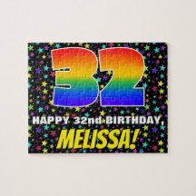 32番目の誕生日:おもしろい、星カラフル型フィールド・パターン