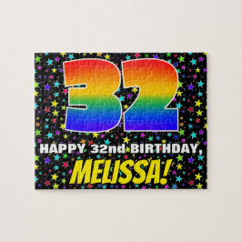 32番目の誕生日:おもしろい、星カラフル型フィールド・パターン ジグソーパズル