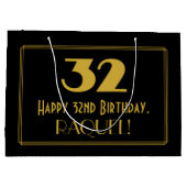 32番目の誕生日:インスパイアアールデコの「32」の外観と名前 ラージペーパーバッグ (裏面)