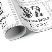 32番目の誕生日:インスパイアアールデコスタイル「32」 +名前 ラッピングペーパー (ロールコーナー)