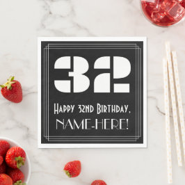 32番目の誕生日:インスパイアアールデコ検索"32" +名前 スタンダードランチョンナプキン